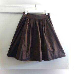 Trina Turk Silk Blend Chocolate Brown Satin Knee Length Skirt Sz 6
